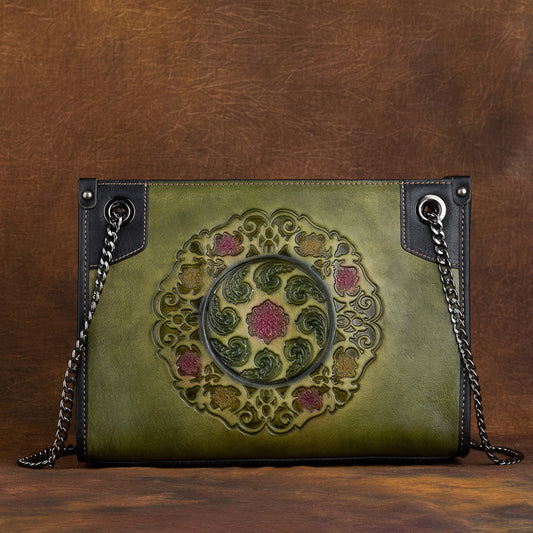 Large-Capacity ShoulderCrossbody Top-Grain Leather Tote Bag