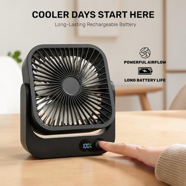 MagCool™ Portable Magnetic Desk Fan – 5000mAh Rechargeable USB-C Fan with 5 Speeds, LED Display & Strong Magnetic Base
