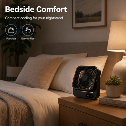 MagCool™ Portable Magnetic Desk Fan – 5000mAh Rechargeable USB-C Fan with 5 Speeds, LED Display & Strong Magnetic Base