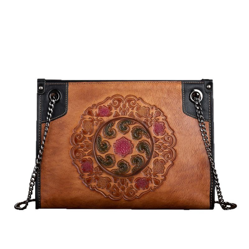 Large-Capacity ShoulderCrossbody Top-Grain Leather Tote Bag