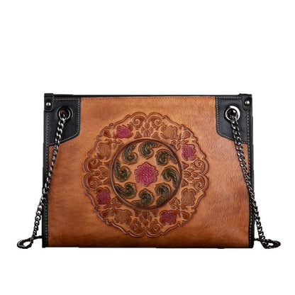 Large-Capacity ShoulderCrossbody Top-Grain Leather Tote Bag