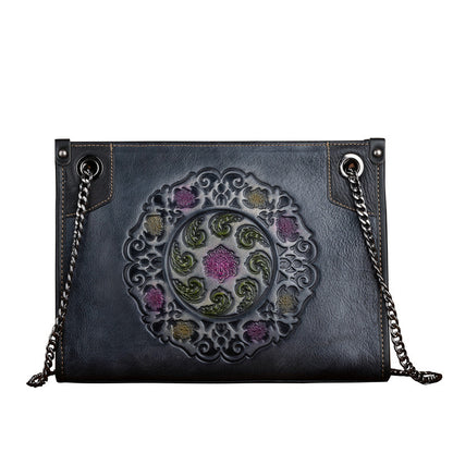Large-Capacity ShoulderCrossbody Top-Grain Leather Tote Bag