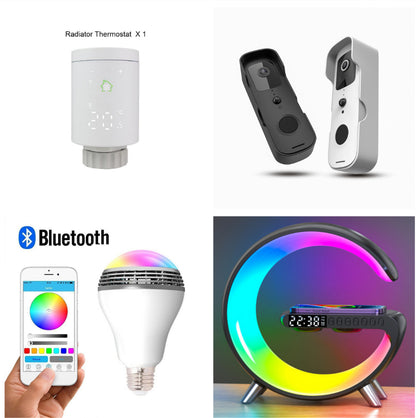 New Intelligent G Shaped LED Lamp Bluetooth Speake Wireless Charger Atmosphere Lamp App Control For Bedroom Home Decor