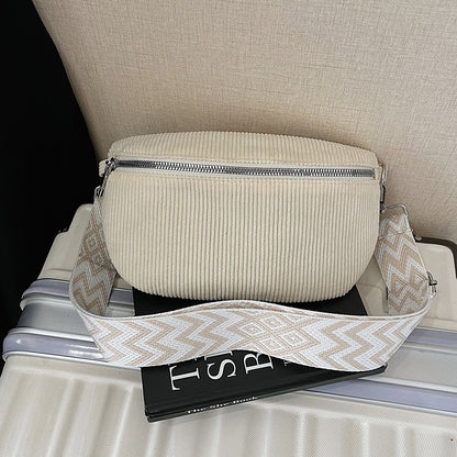 Womens Fashionable Large-Capacity Canvas Corduroy Crossbody Bag