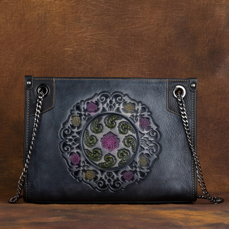 Large-Capacity ShoulderCrossbody Top-Grain Leather Tote Bag