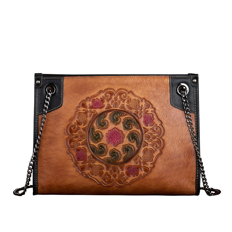 Large-Capacity ShoulderCrossbody Top-Grain Leather Tote Bag