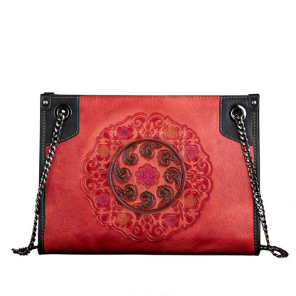 Large-Capacity ShoulderCrossbody Top-Grain Leather Tote Bag
