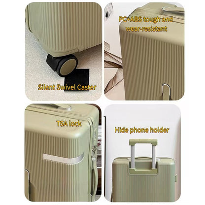 20 Inch 24 Inch Thick Luggage Compartment, Telescopic Pull Rod, Equipped With Three Handheld Handles, TSA With Phone Holder, Universal Silent Wheels, Sturdy And Durable
