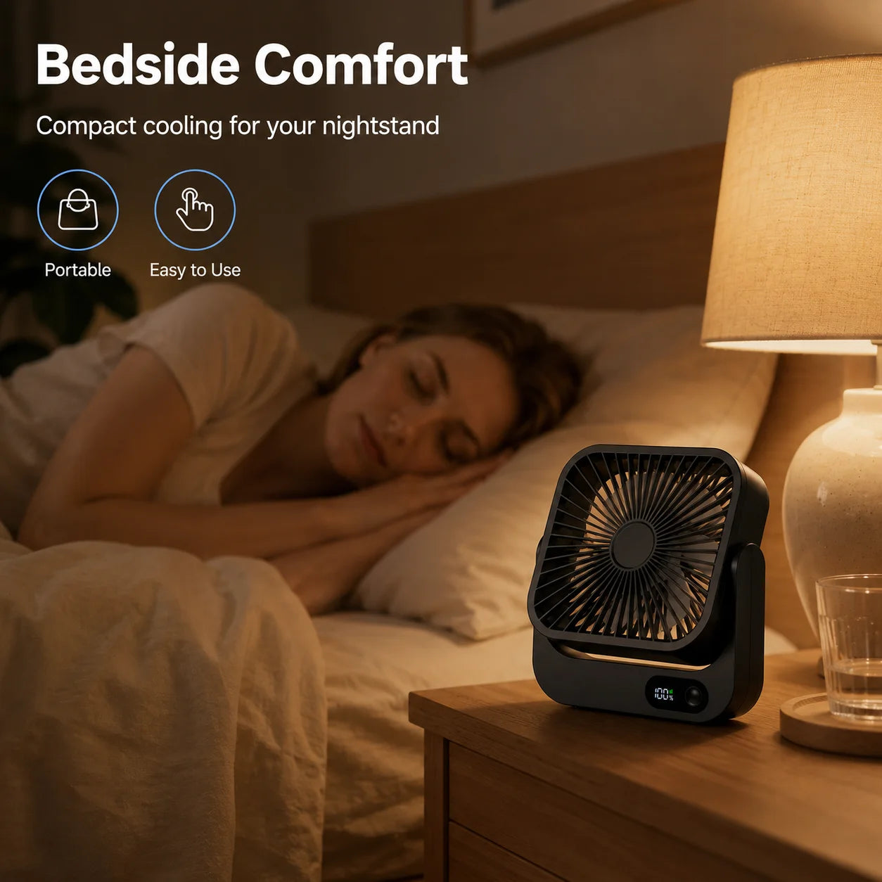 Portable Magnetic Desk Fan 5000mAh Rechargeable & Plug-in, 5-Speed Quiet Cooling Fan with LED Display, Strong Magnetic Base, USB Type-C Charging, 5–12H Battery Life, Compact Travel Fan for Cruise Ship, Bedroom, Office, Camp