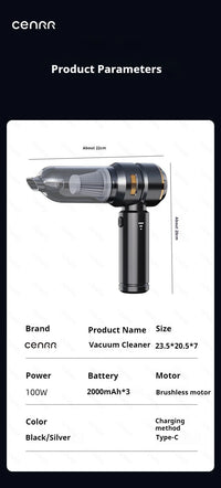 CENRR 998000PA Car Vacuum Cleaner Powerful Portable HandHeld Vacuum Cleaner For Car Wireless Cleaner Robot Car Accessories
