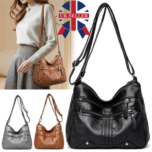 Womens Shoulder Bag Ladies Multi Pocket Messenger Handbag Cross Body Bags UK