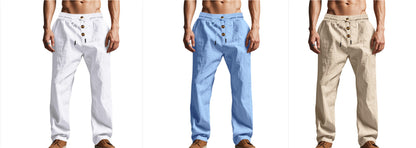 Men's Trousers Breathable Skin-Friendly Loose Fit Casual Beach Pants For Sports Summer