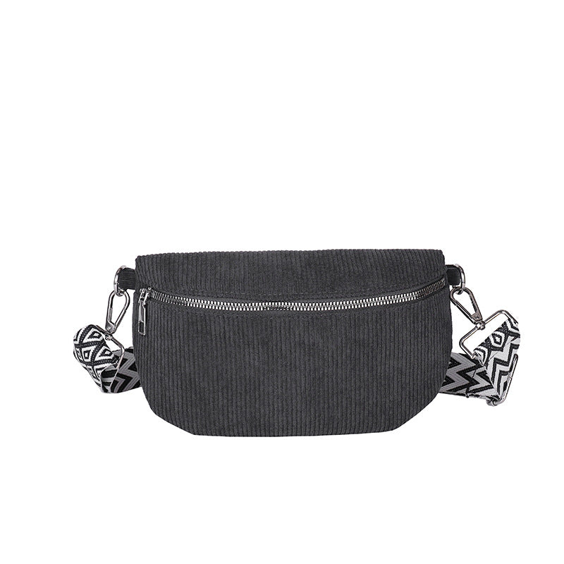 Womens Fashionable Large-Capacity Canvas Corduroy Crossbody Bag