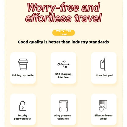 20 Inch 24 Inch Luggage, Silent Universal Wheel Anti Compression, Multifunctional Luggage, USB Port, Folding Cup Holder, Side Hook, Business Travel Box, Foldable Portable Cabin Travel Box, Lightweight