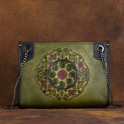 Large-Capacity ShoulderCrossbody Top-Grain Leather Tote Bag