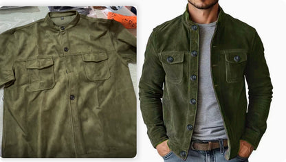 Vintage Single-breasted Jacket Men's Casual Motorcycle Faux Suede Tops